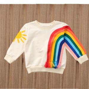 Rainbow Sweater Long Sleeve Pullover Top Sweatshirt Dress Fall Winter Cocomelon